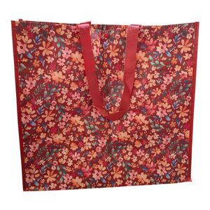 TJ Maxx Reusable Floral Tote Shopping Bag Red Large